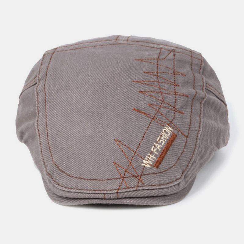 Mannen Katoenen Hechtdraad Ademend Retro Casual Baret Cap Platte Hoed Vooruit Hoed Schilder Hoed