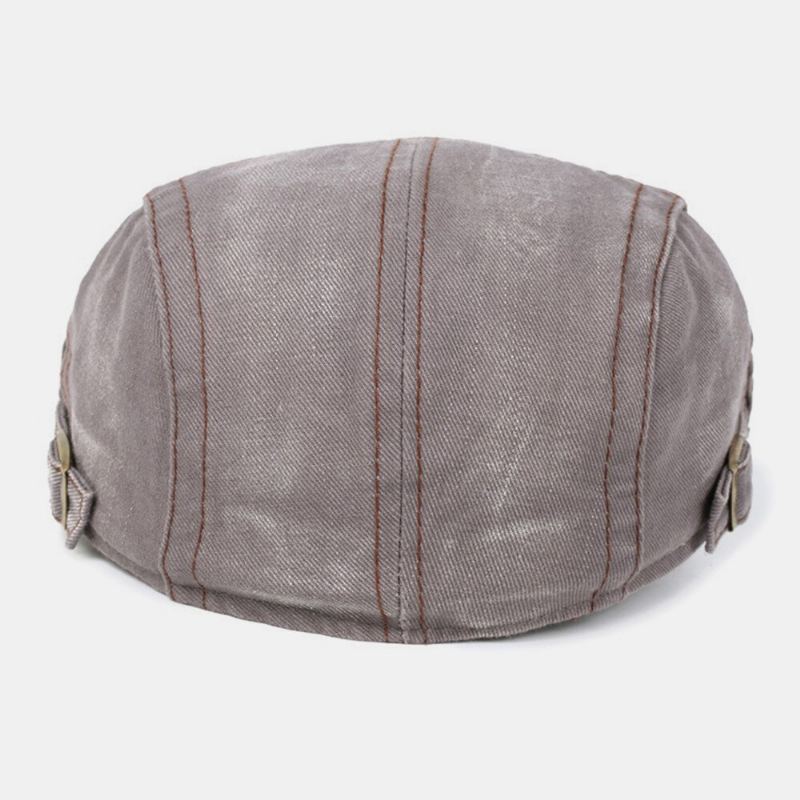 Mannen Katoenen Hechtdraad Ademend Retro Casual Baret Cap Platte Hoed Vooruit Hoed Schilder Hoed