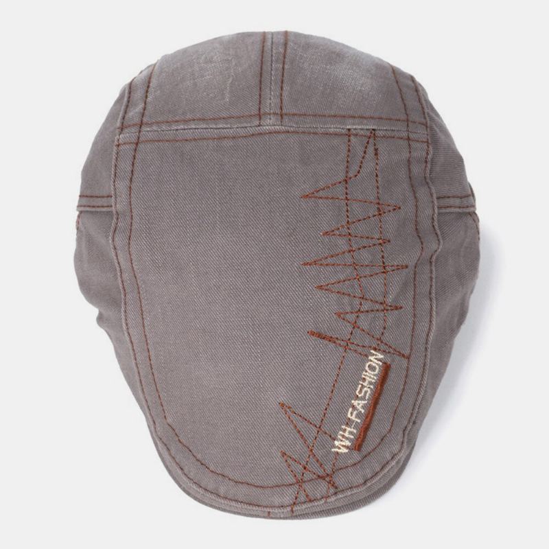 Mannen Katoenen Hechtdraad Ademend Retro Casual Baret Cap Platte Hoed Vooruit Hoed Schilder Hoed