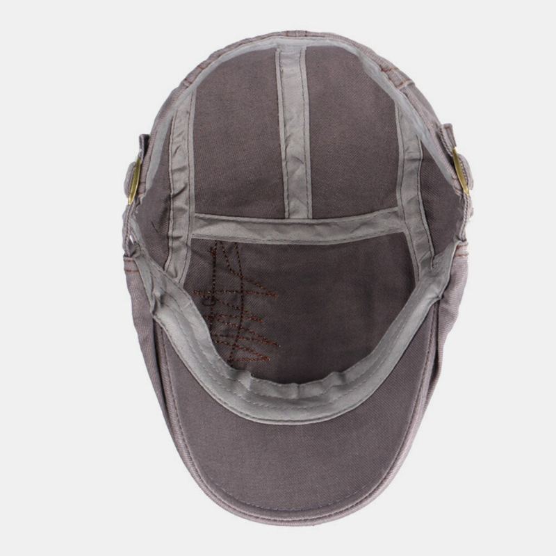 Mannen Katoenen Hechtdraad Ademend Retro Casual Baret Cap Platte Hoed Vooruit Hoed Schilder Hoed