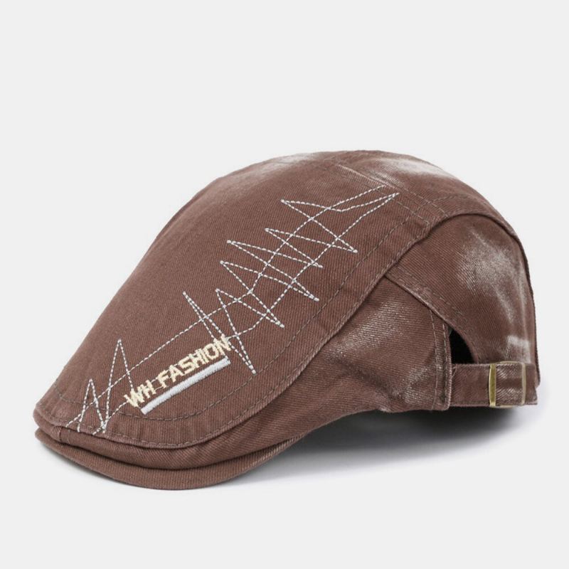 Mannen Katoenen Hechtdraad Ademend Retro Casual Baret Cap Platte Hoed Vooruit Hoed Schilder Hoed