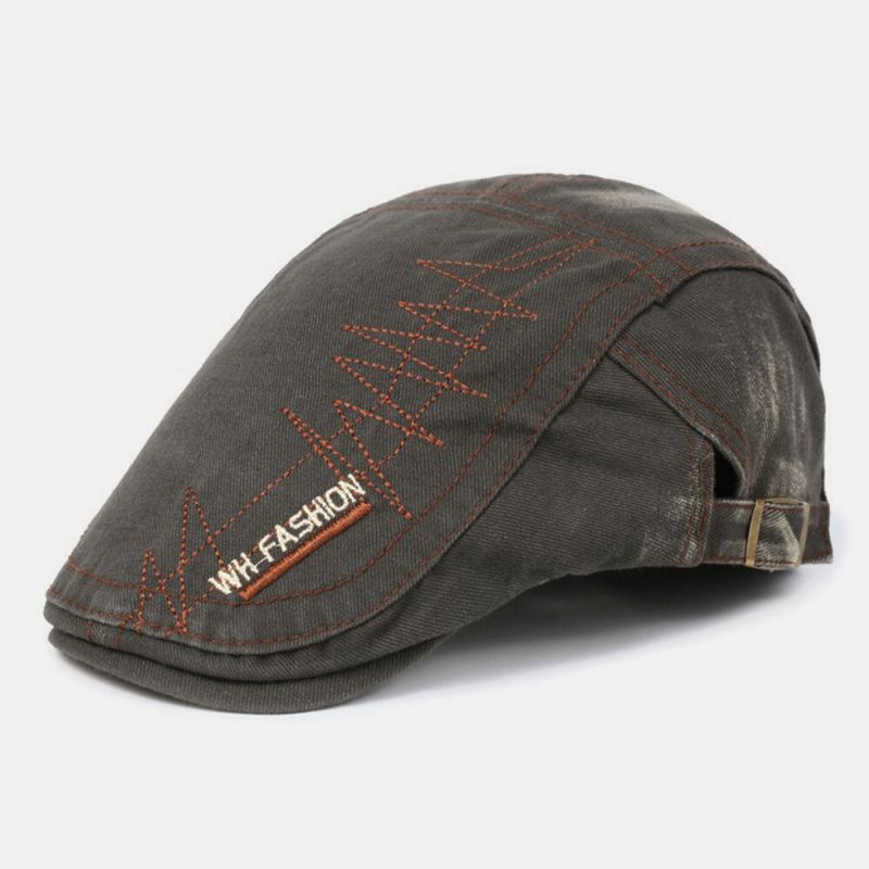 Mannen Katoenen Hechtdraad Ademend Retro Casual Baret Cap Platte Hoed Vooruit Hoed Schilder Hoed