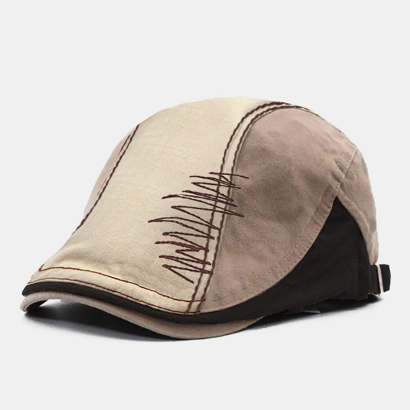 Mannen Kleur Matching Stitch Verstelbare Baretten Mode Comfortabele Zonbescherming Krantenverkoper Hoed Forward Hat Platte Cap