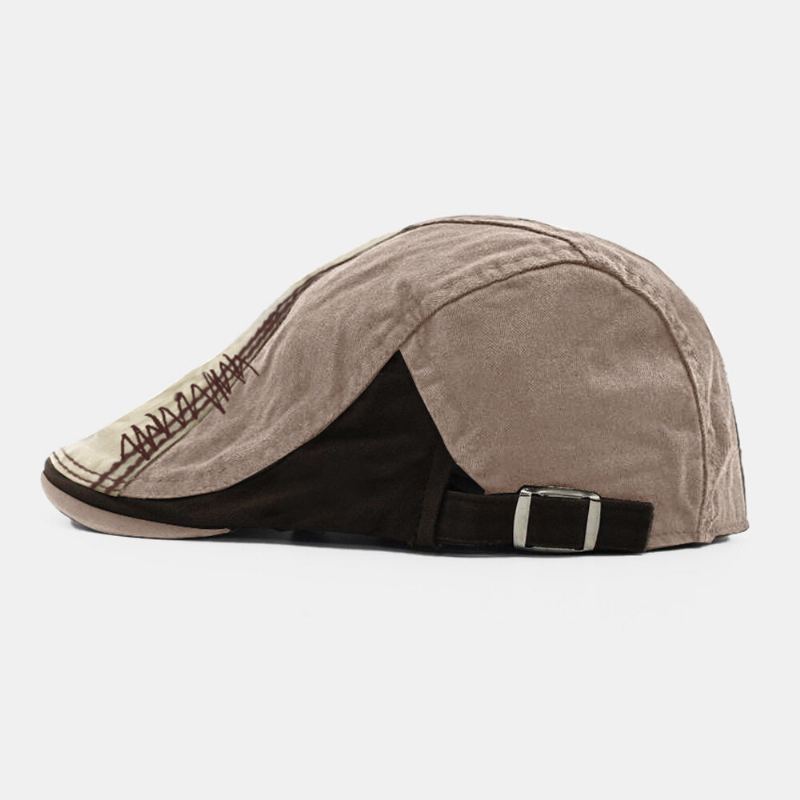Mannen Kleur Matching Stitch Verstelbare Baretten Mode Comfortabele Zonbescherming Krantenverkoper Hoed Forward Hat Platte Cap