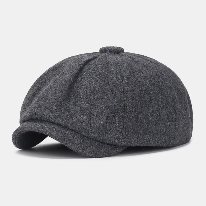 Mannen Krantenverkoper Hoeden Britse Retro Winter Wollen Warmte 8 Panel Achthoekige Hoed Schilder Hoed