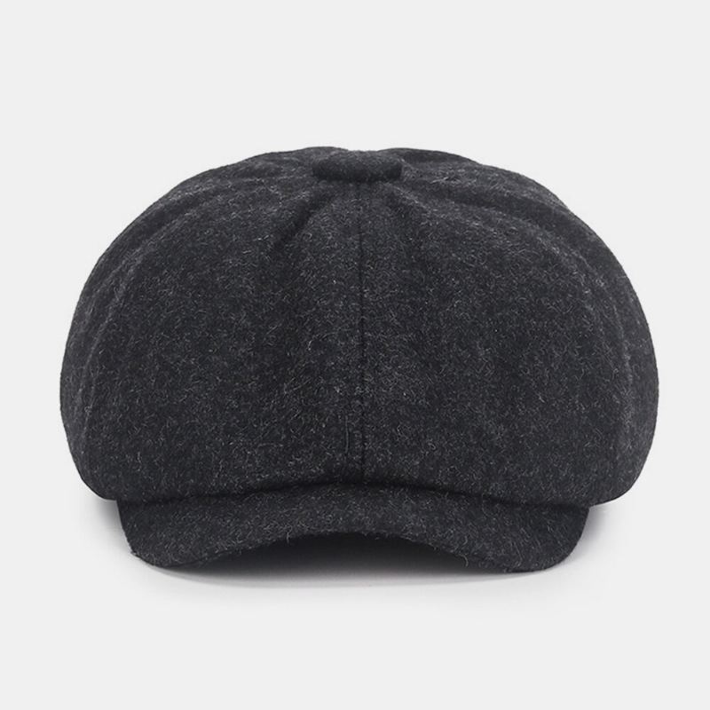 Mannen Krantenverkoper Hoeden Britse Retro Winter Wollen Warmte 8 Panel Achthoekige Hoed Schilder Hoed
