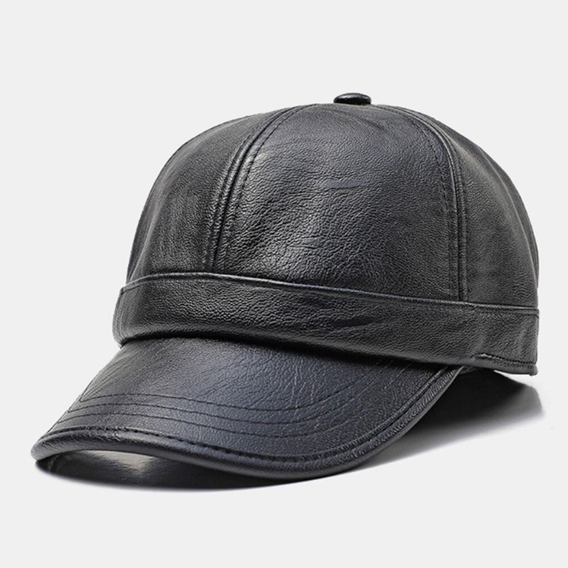 Mannen Oorklep Hoed Retro Pu Leer Winter Ingebouwde Oorbeschermers Winddicht Koude Bescherming Baseball Cap
