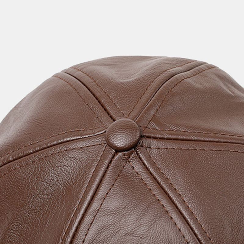 Mannen Oorklep Hoed Retro Pu Leer Winter Ingebouwde Oorbeschermers Winddicht Koude Bescherming Baseball Cap