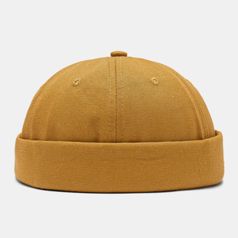 Mannen Verhuurder Cap Katoen Koepel Brief Patch Mode Brimless Beanie Skull Cap