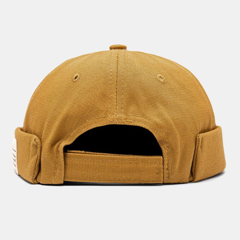 Mannen Verhuurder Cap Katoen Koepel Brief Patch Mode Brimless Beanie Skull Cap
