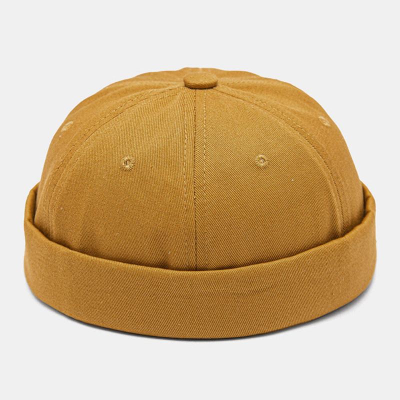 Mannen Verhuurder Cap Katoen Koepel Brief Patch Mode Brimless Beanie Skull Cap