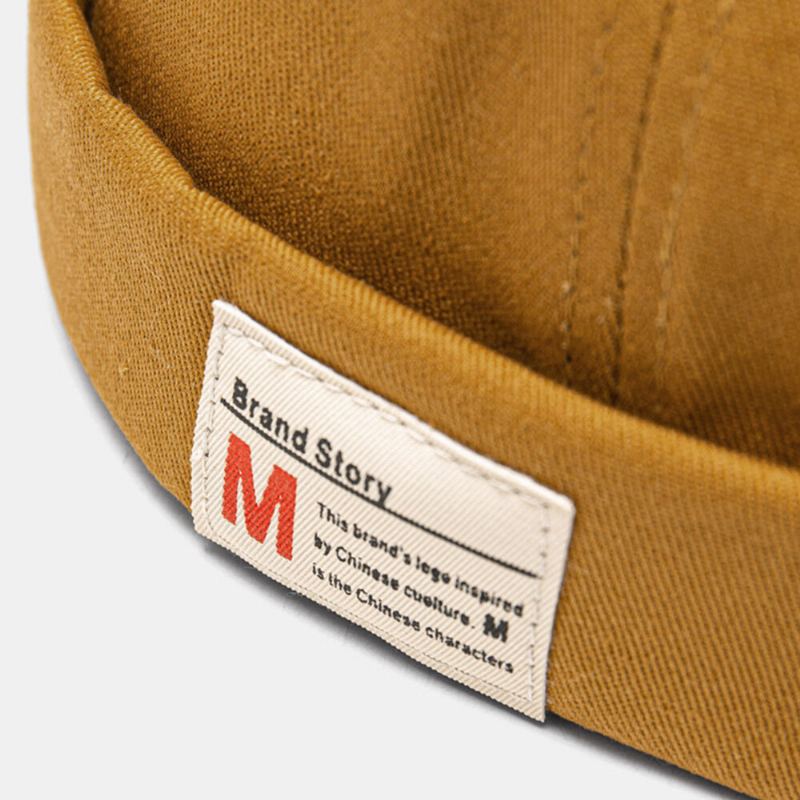Mannen Verhuurder Cap Katoen Koepel Brief Patch Mode Brimless Beanie Skull Cap