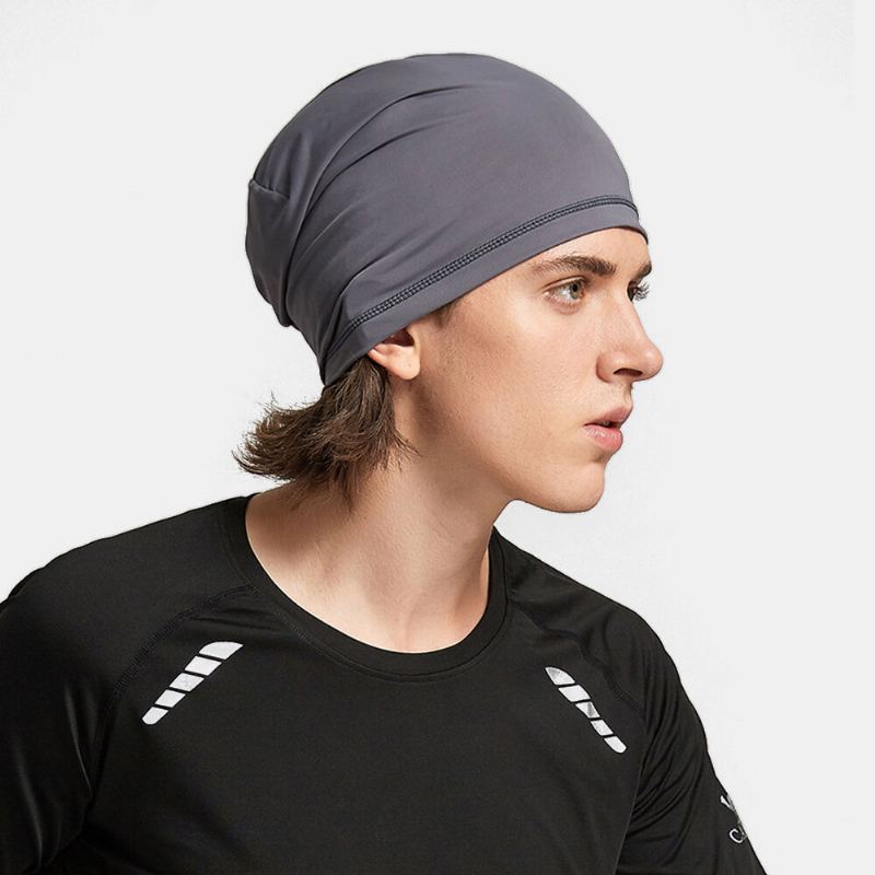 Unisex Ice Silk Single Layer Ademend Zweetabsorberend Hiphop Sport Hoofdband Beanie Hat