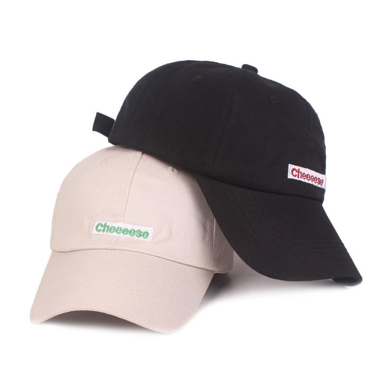 Unisex Katoen Cheesese Geborduurde Zonnescherm Baseball Cap Outdoor Leisure Zonnehoed