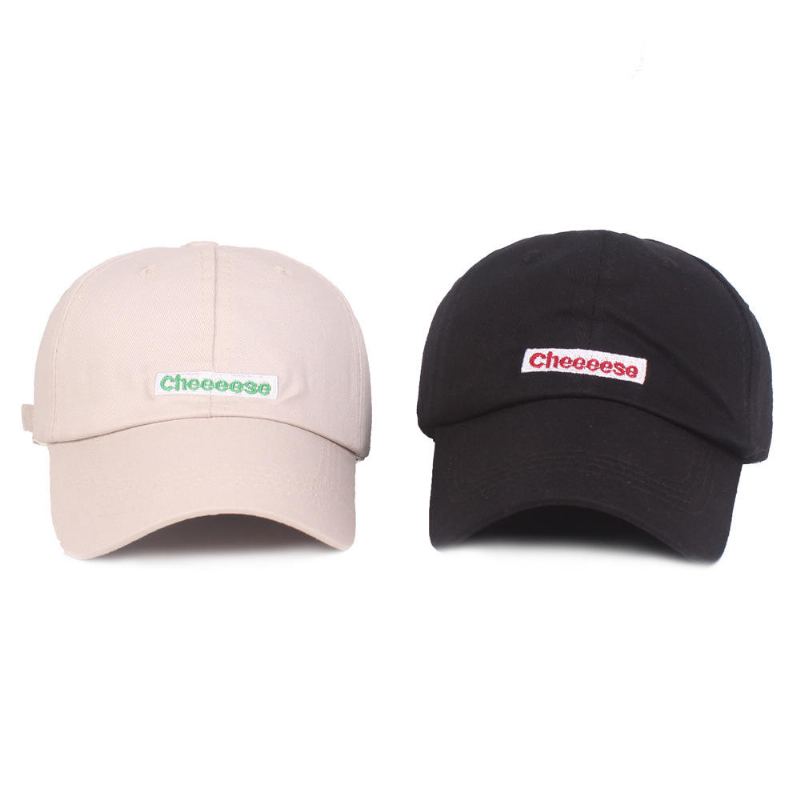 Unisex Katoen Cheesese Geborduurde Zonnescherm Baseball Cap Outdoor Leisure Zonnehoed