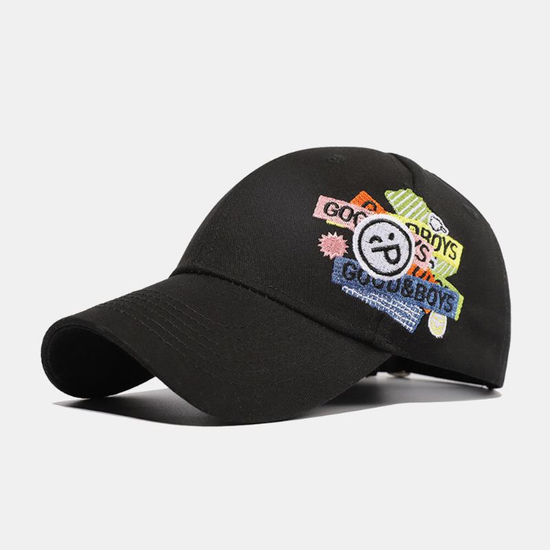 Unisex Katoen Effen Kleur Glimlach Gezicht Brief Patroon Borduurwerk Zonnebrandcrème Mode Baseball Cap