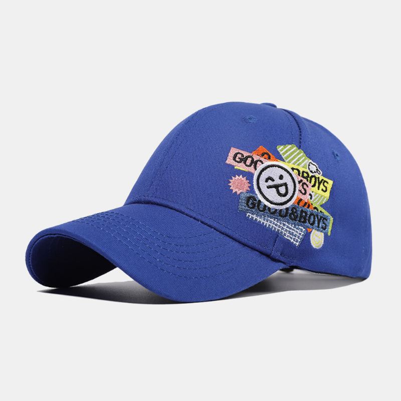 Unisex Katoen Effen Kleur Glimlach Gezicht Brief Patroon Borduurwerk Zonnebrandcrème Mode Baseball Cap