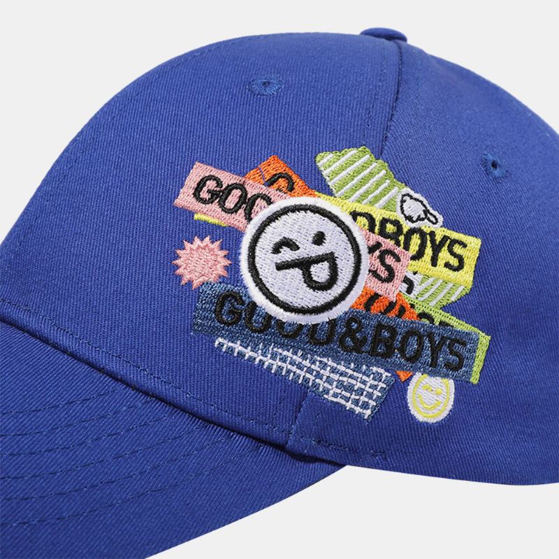 Unisex Katoen Effen Kleur Glimlach Gezicht Brief Patroon Borduurwerk Zonnebrandcrème Mode Baseball Cap