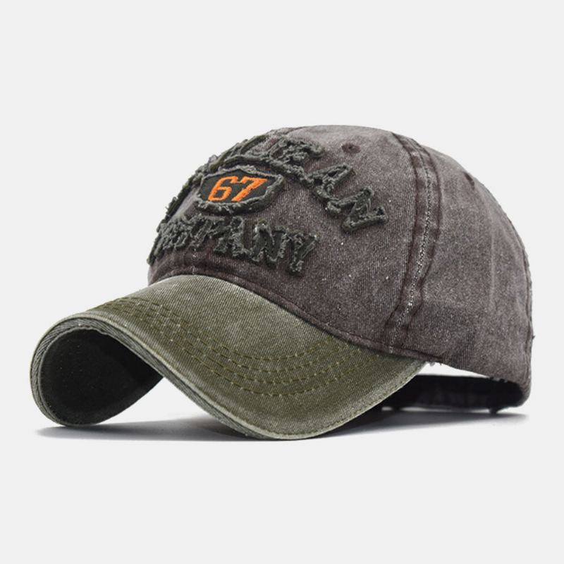 Unisex Katoen Gewassen Make-oude 3d Letter Geborduurde Verstelbare Zonnescherm Baseball Cap