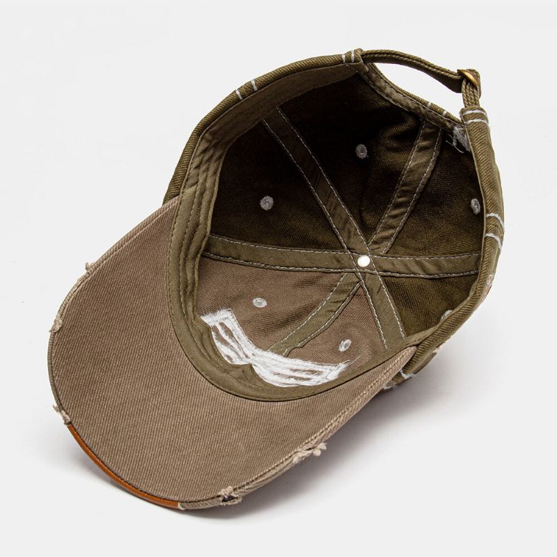 Unisex Katoen Gewassen Oude Patch Kleurblok Zweetabsorberende Ademende Baseballcap