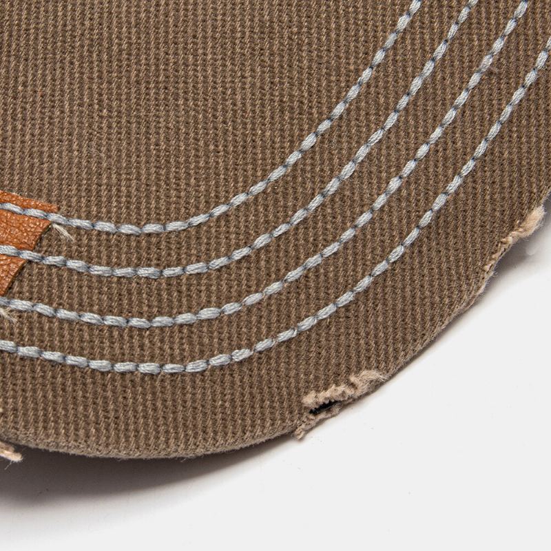 Unisex Katoen Gewassen Oude Patch Kleurblok Zweetabsorberende Ademende Baseballcap