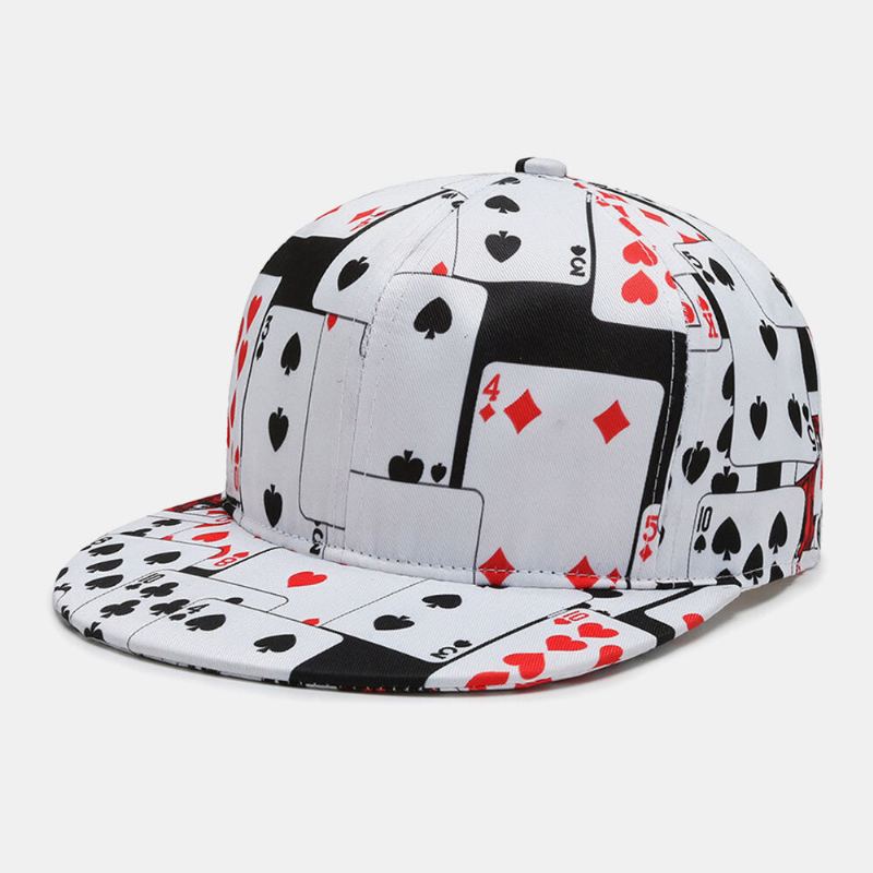 Unisex Katoen Overlay Poker Kettingbrief Graffiti Print Hiphop Mode Baseball Cap