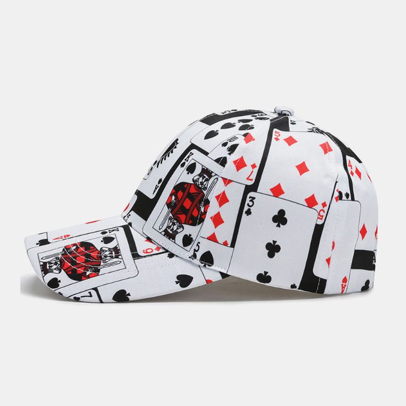 Unisex Katoen Overlay Poker Kettingbrief Graffiti Print Hiphop Mode Baseball Cap