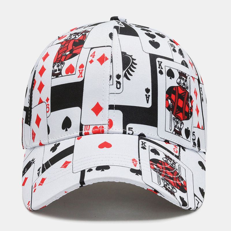Unisex Katoen Overlay Poker Kettingbrief Graffiti Print Hiphop Mode Baseball Cap