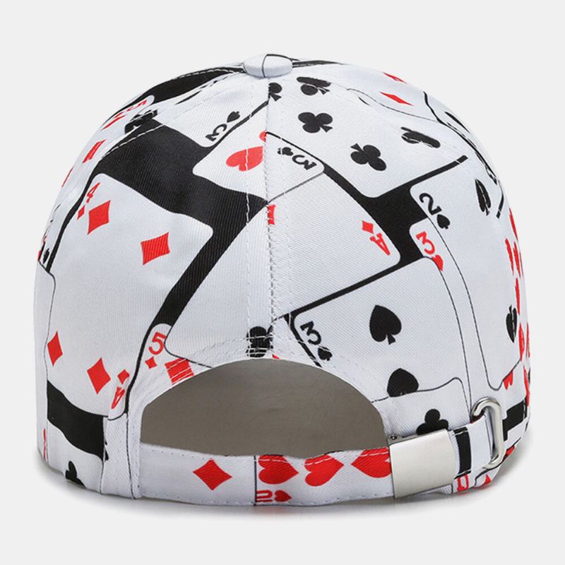 Unisex Katoen Overlay Poker Kettingbrief Graffiti Print Hiphop Mode Baseball Cap