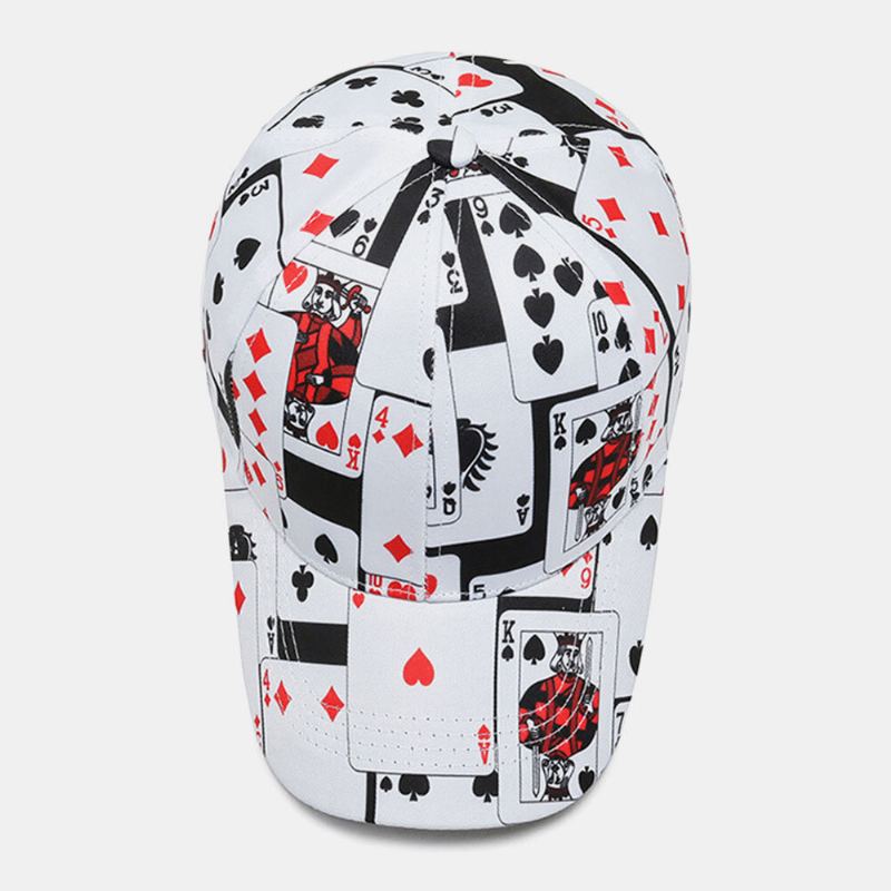 Unisex Katoen Overlay Poker Kettingbrief Graffiti Print Hiphop Mode Baseball Cap