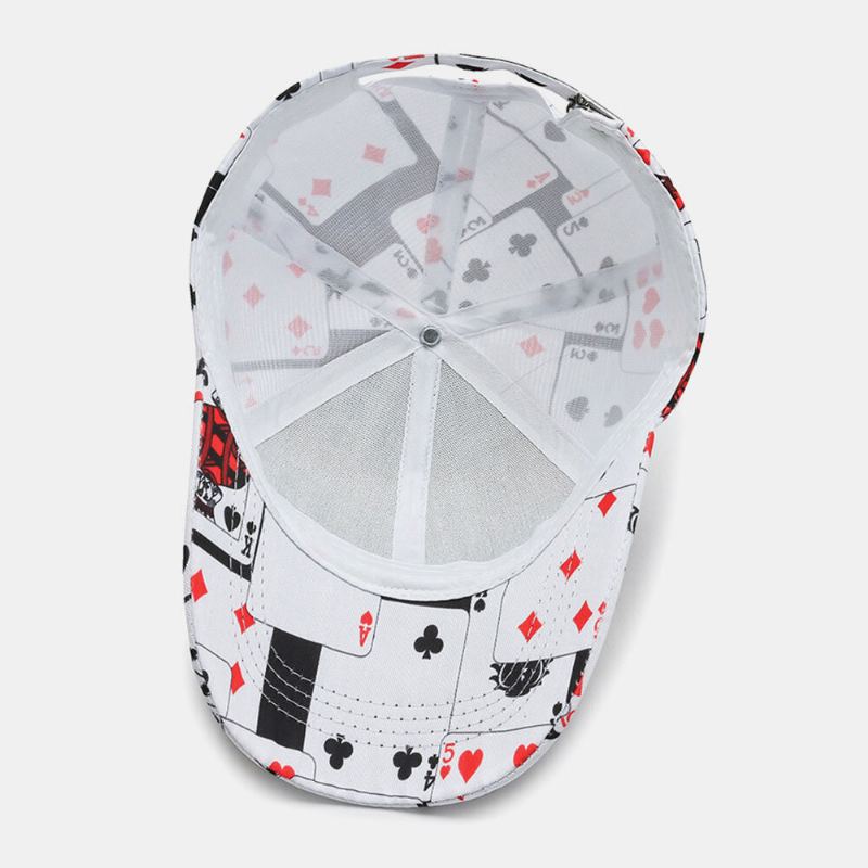 Unisex Katoen Overlay Poker Kettingbrief Graffiti Print Hiphop Mode Baseball Cap