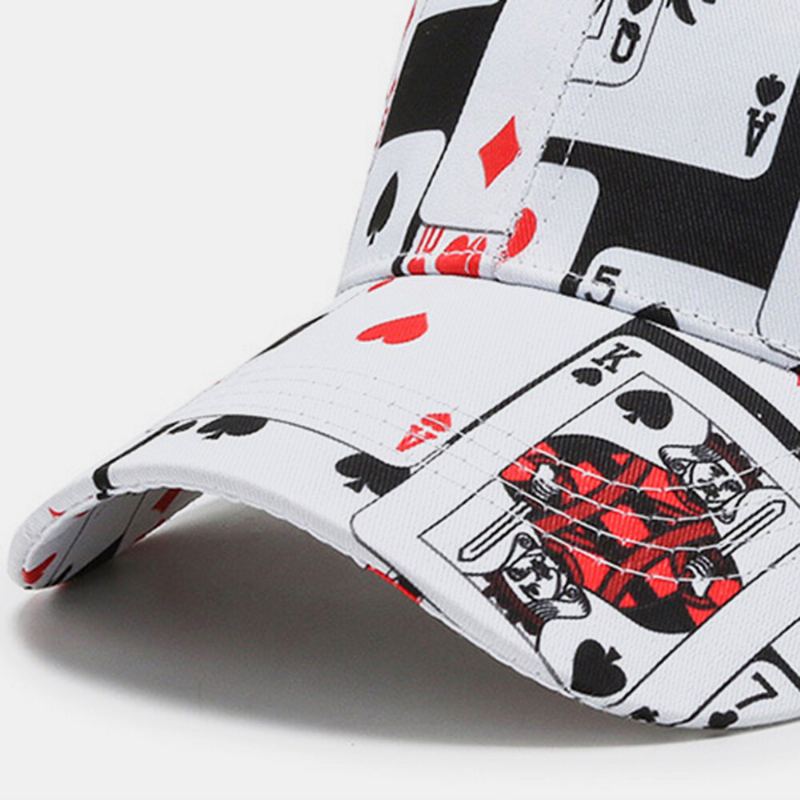 Unisex Katoen Overlay Poker Kettingbrief Graffiti Print Hiphop Mode Baseball Cap