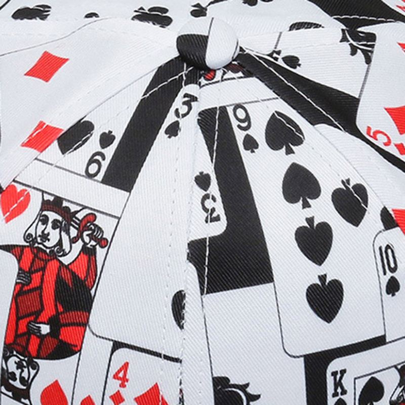 Unisex Katoen Overlay Poker Kettingbrief Graffiti Print Hiphop Mode Baseball Cap