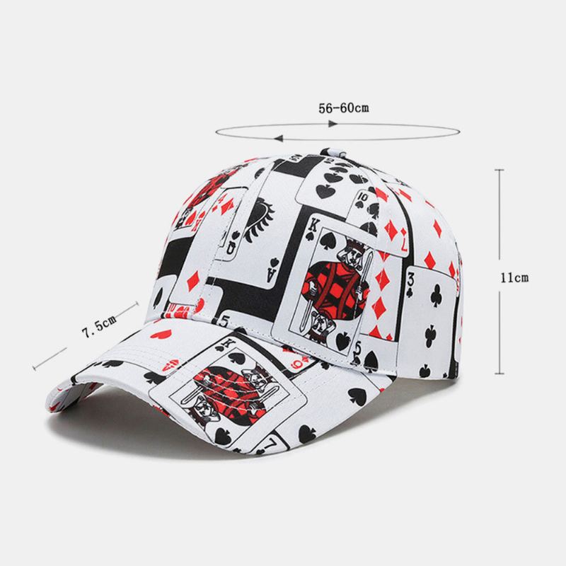Unisex Katoen Overlay Poker Kettingbrief Graffiti Print Hiphop Mode Baseball Cap