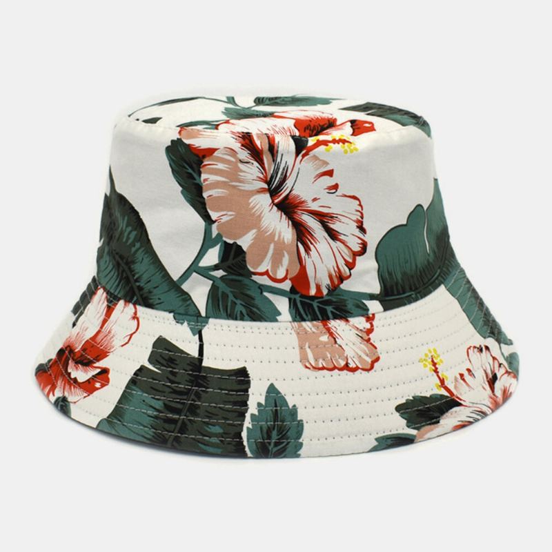 Unisex Katoenen Dubbelzijdige Draagbare Emmerhoed Met Bloemenbladpatroon!