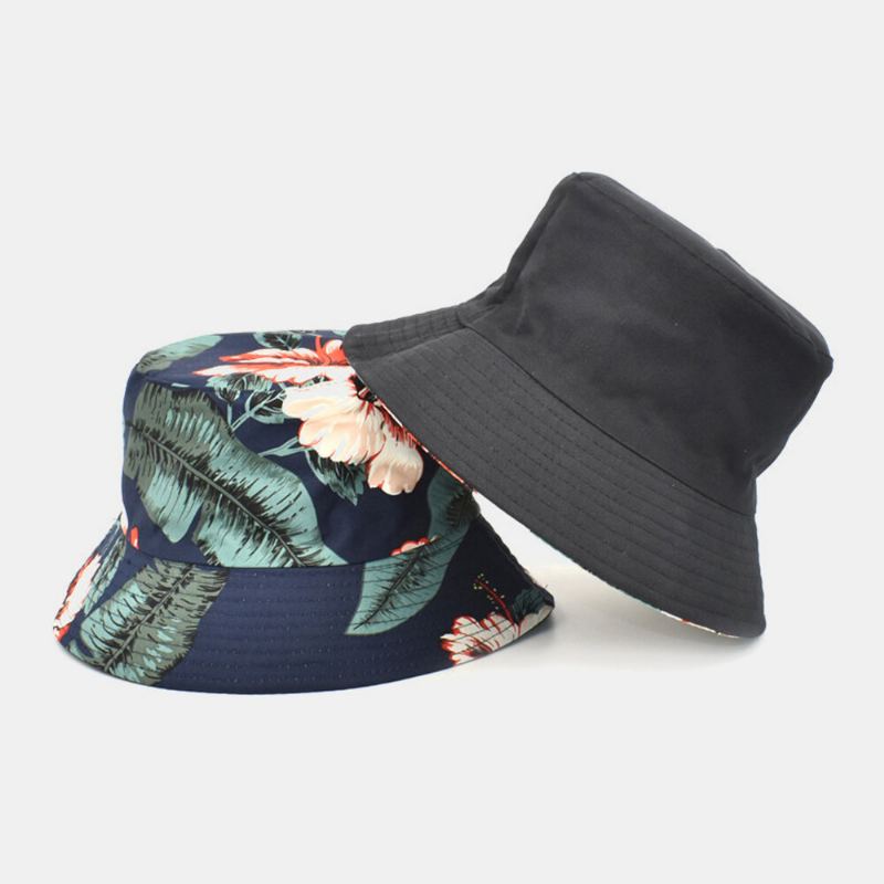 Unisex Katoenen Dubbelzijdige Draagbare Emmerhoed Met Bloemenbladpatroon!