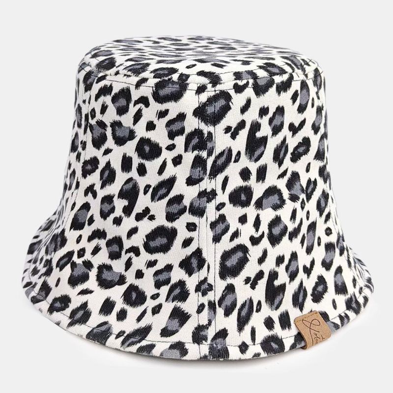 Unisex Polyester Katoen Overlay Luipaard Patroon Letter Label All-match Zonnescherm Emmer Hoed