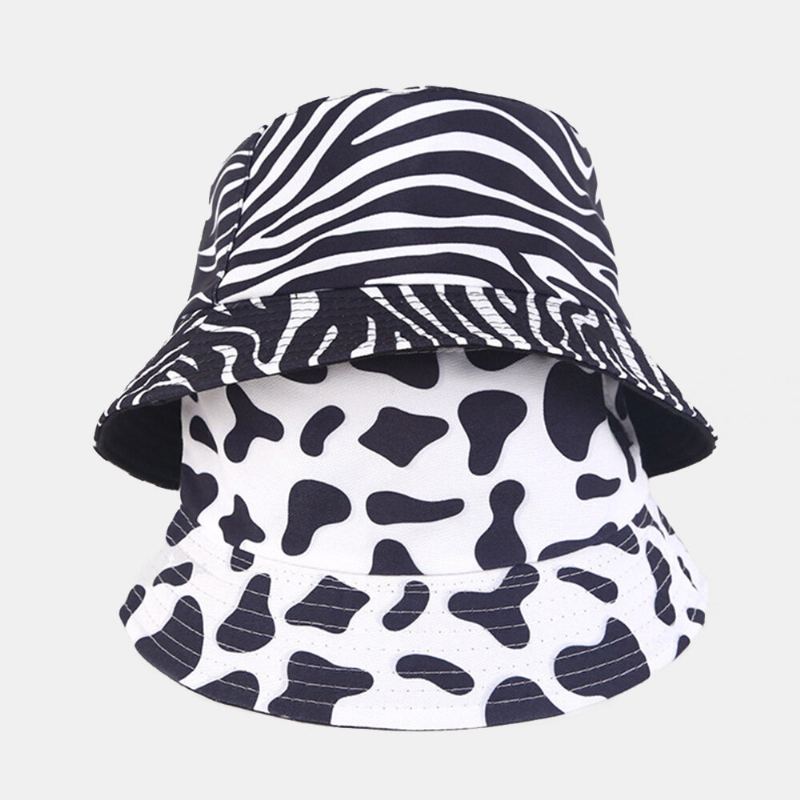 Vrouwen Double-side-wear Zebra Koe Panda Patroon Emmer Hoed Mode Toevallige All-match Zonnebrandcrème Strand Hoed