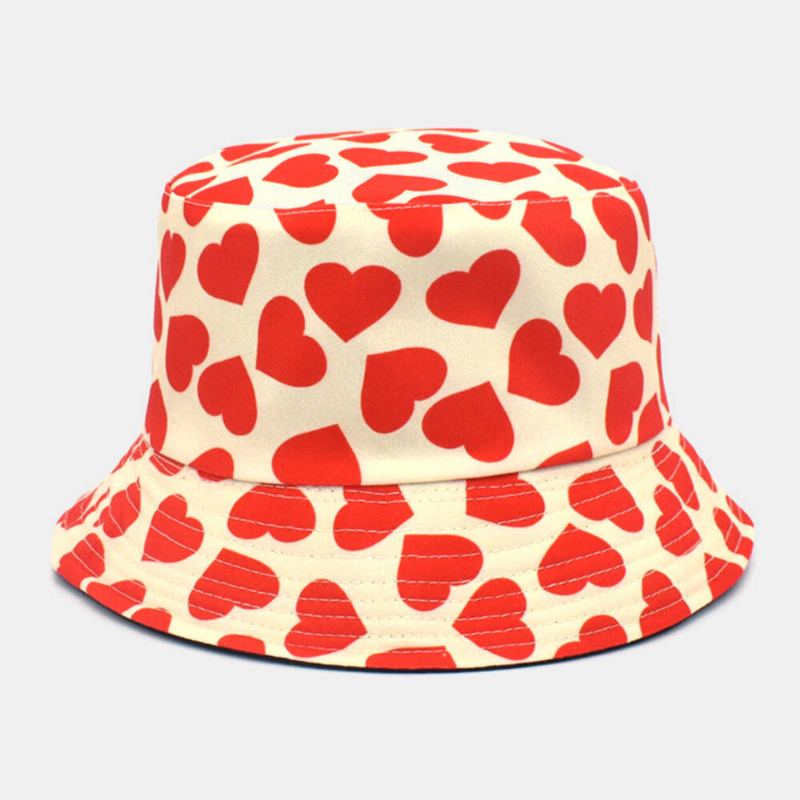 Vrouwen Mannen Liefde Printpatroon Dubbelzijdig Outdoor Casual Zonnescherm Emmer Hoed