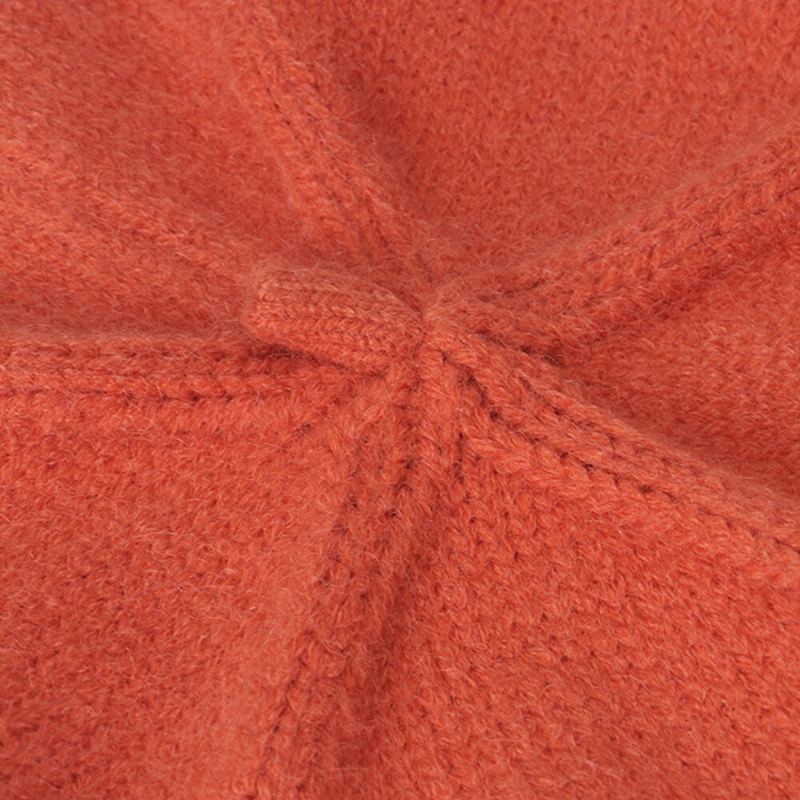 Vrouwen Wollen Effen Kleur Winter Warm Gebreide Muts Britse Retro Dome Elastische Zonnescherm Baret Cap Schilder Hoed
