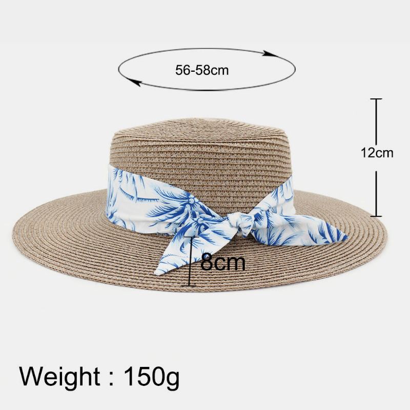 Vrouwen Zonnebrandcrème Reizen Strand Zonnehoed Elegante Strik Jazz Hoed Platte Hoed Strohoed