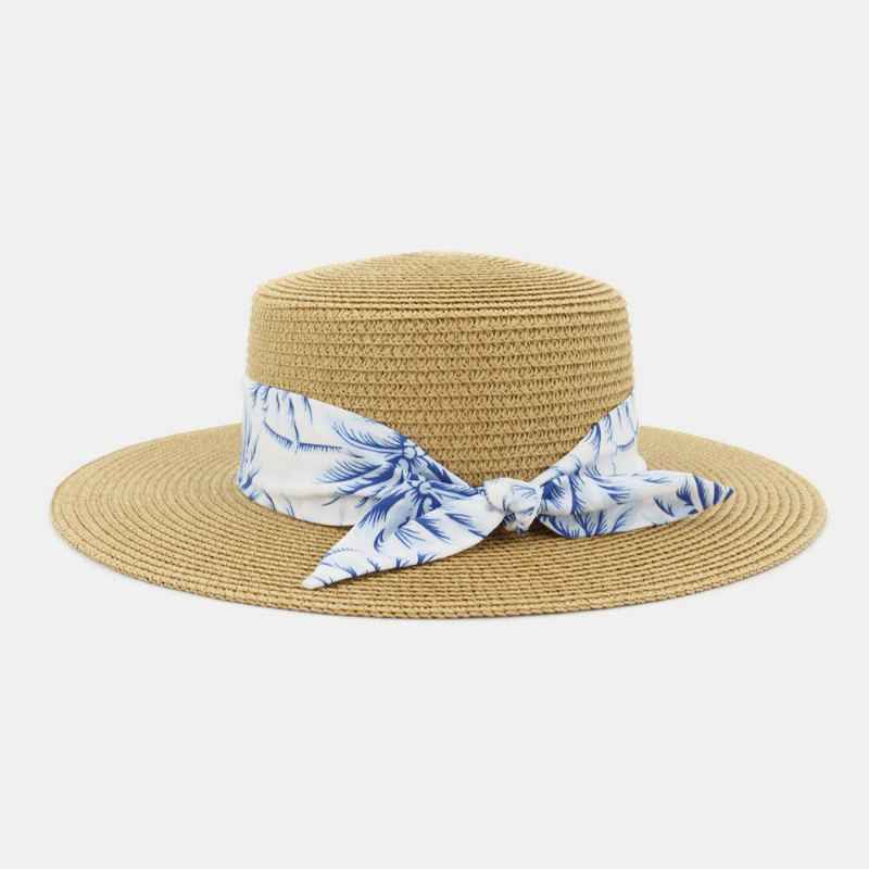 Vrouwen Zonnebrandcrème Reizen Strand Zonnehoed Elegante Strik Jazz Hoed Platte Hoed Strohoed