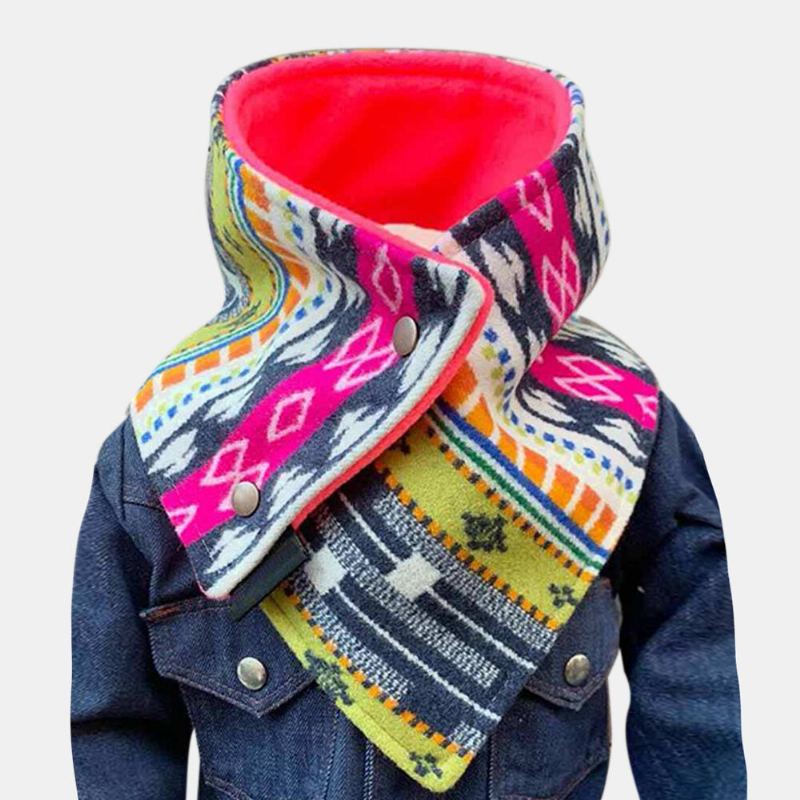 Dames All-match Stripe Geometrische Dikke Gedrukte Sjaal Elegante Verstelbare Neck Wrap Warme Sjaal