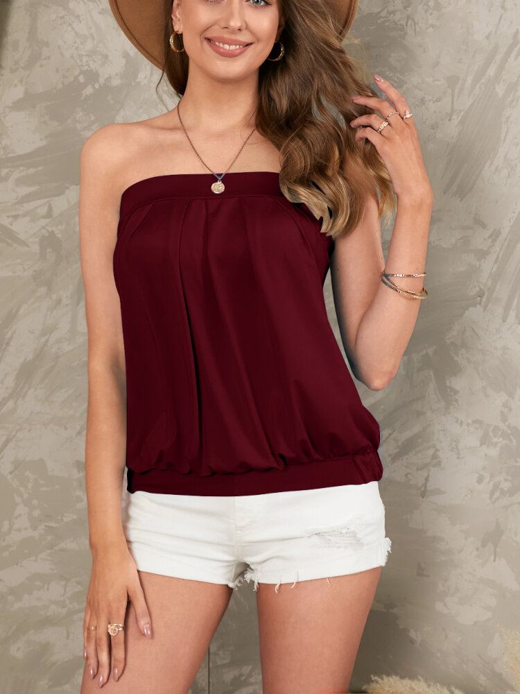 Mouwloze Zomer Casual Geplooide Tube Top Voor Dames