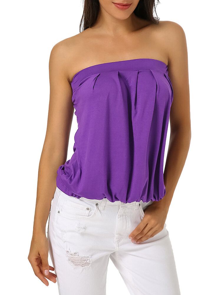 Mouwloze Zomer Casual Geplooide Tube Top Voor Dames
