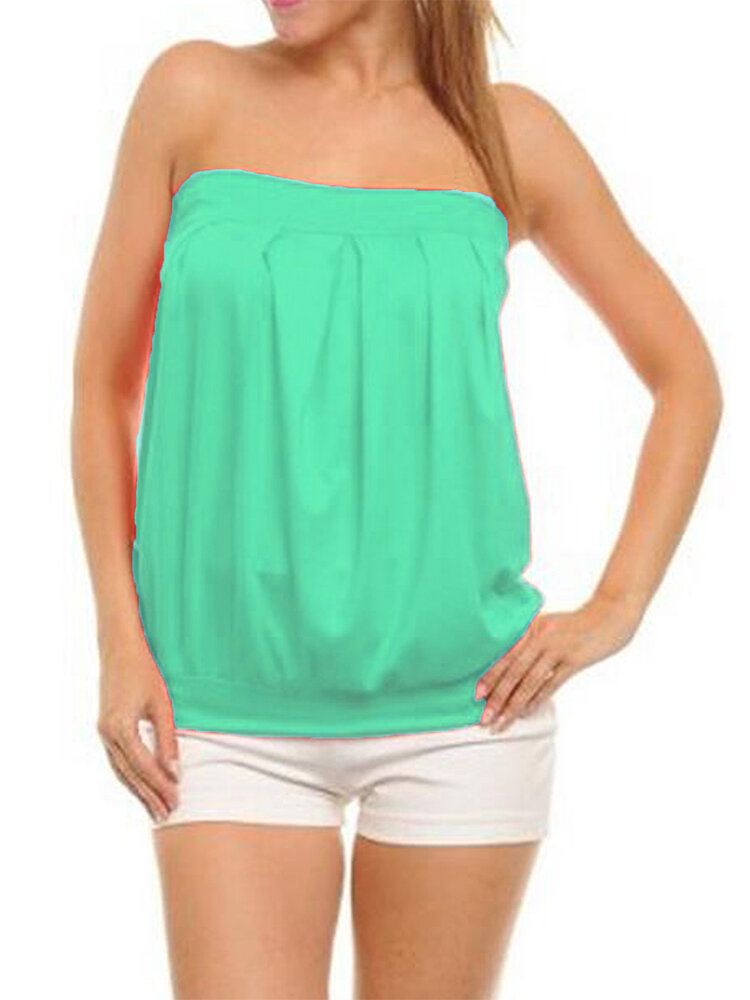 Mouwloze Zomer Casual Geplooide Tube Top Voor Dames