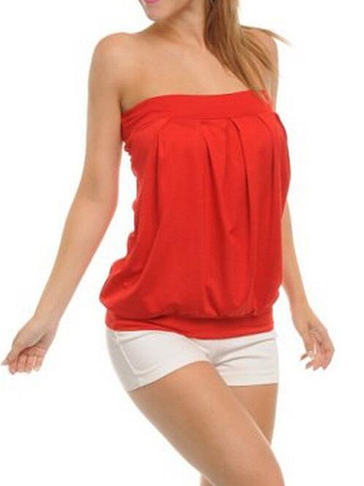 Mouwloze Zomer Casual Geplooide Tube Top Voor Dames