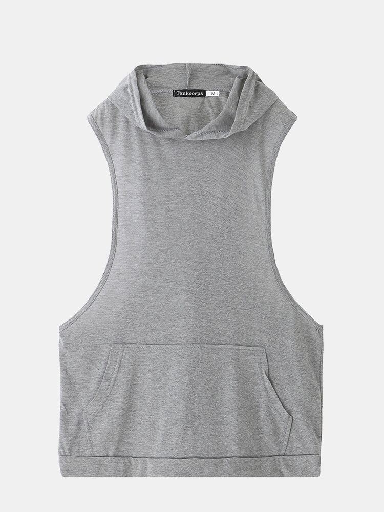 Stijlvol Mouwloos Los Fitnessvest Voor Heren Met Capuchon
