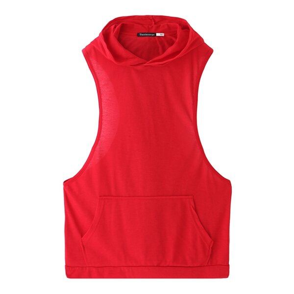 Stijlvol Mouwloos Los Fitnessvest Voor Heren Met Capuchon