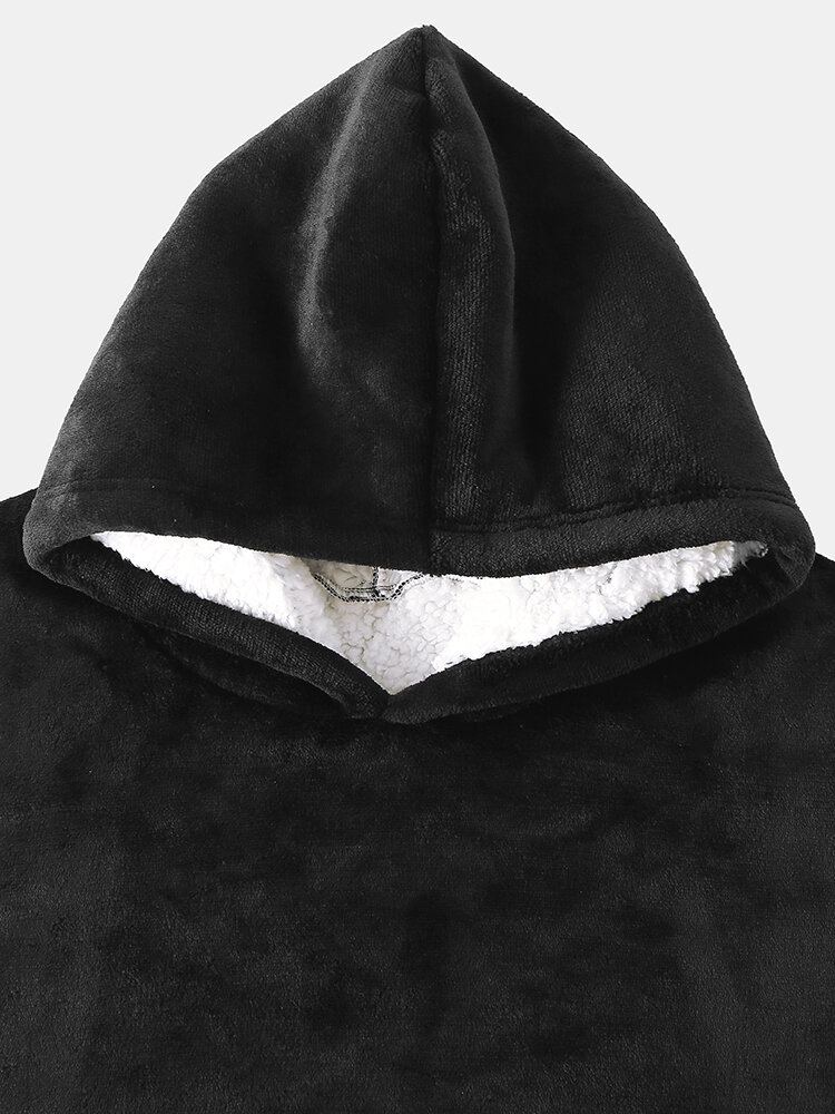 Mannen Dikker Flanellen Deken Hoodie Dubbele Zak Losse Thuis Gewaden